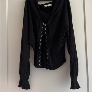 Free People Girls night thermal hoodie S